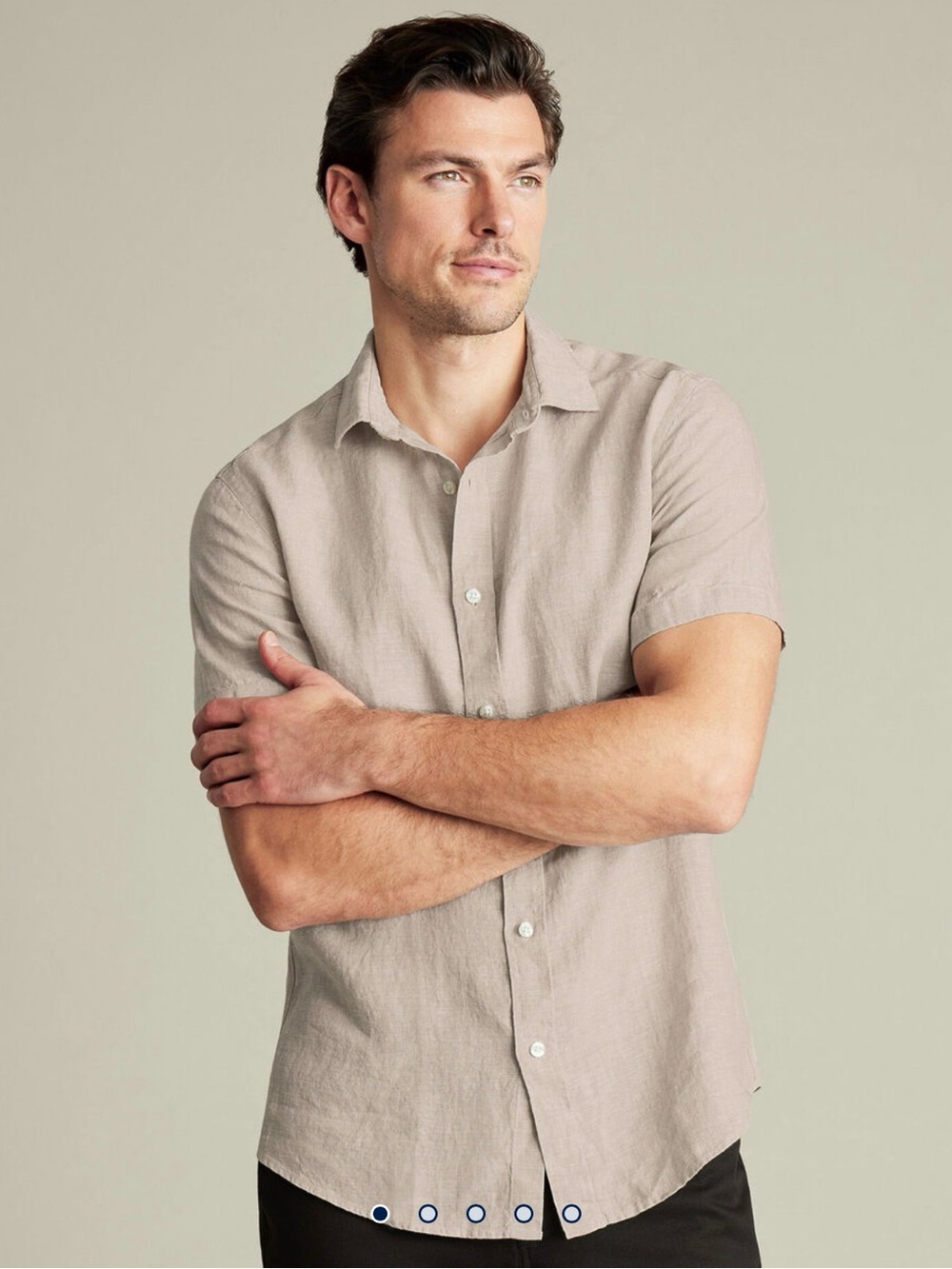 Charles Tyrwhitt Pure Linen Short Sleeve Shirt - Oatmeal